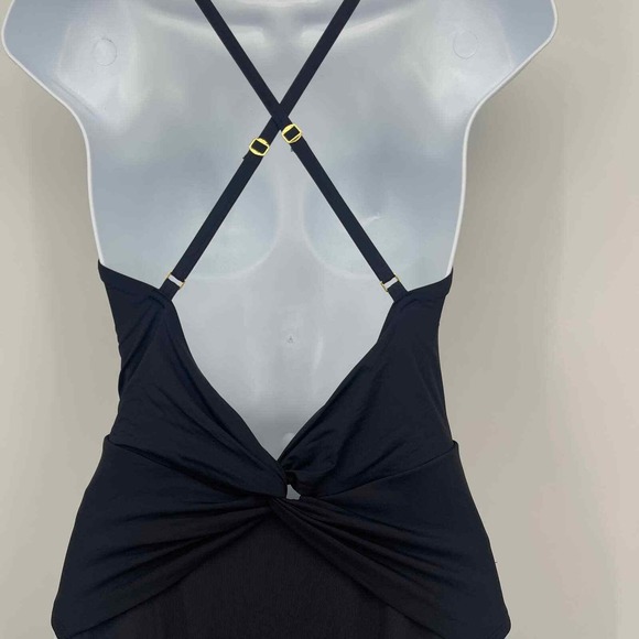 New Bleu Rod Beattie Black One Piece Swimsuit Womens 4 Halter Twisted Slimming - Picture 8 of 12